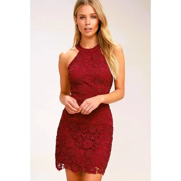Lulus Dresses Lulus Love Poem Red Lace Mini Dress Size Small